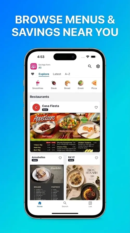 Browse Menus on iPhone