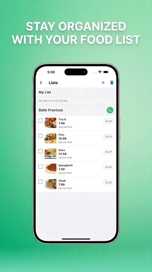 Organize Food List on iPhone